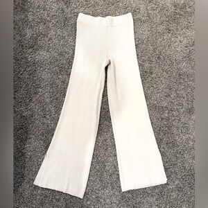 Women Ribbed Knit Flare Pants - Cream